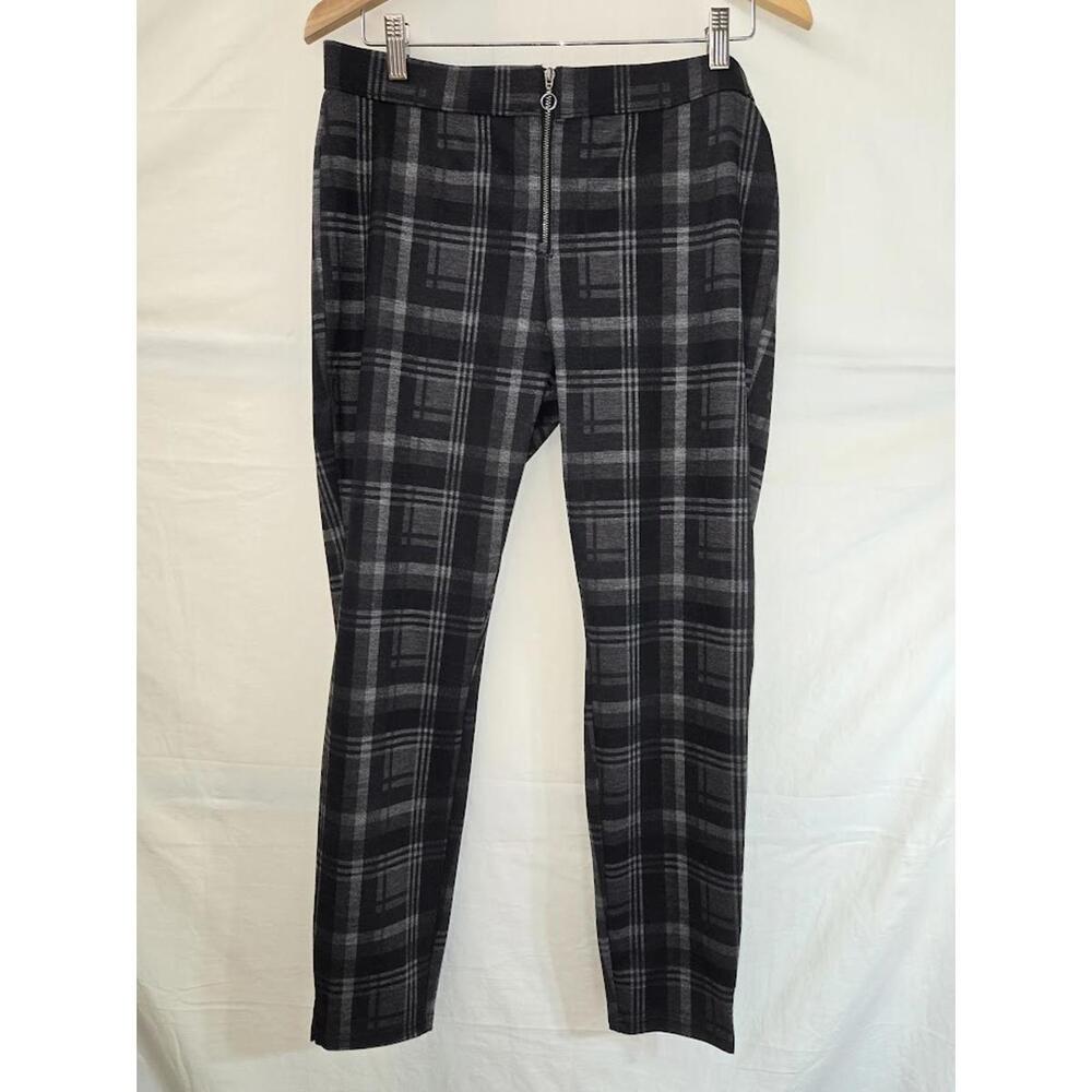 Hue Black and Gray Plaid Slim Fit Pants Size L